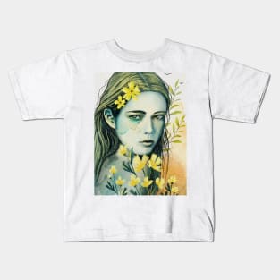 Spring woman portrait Kids T-Shirt